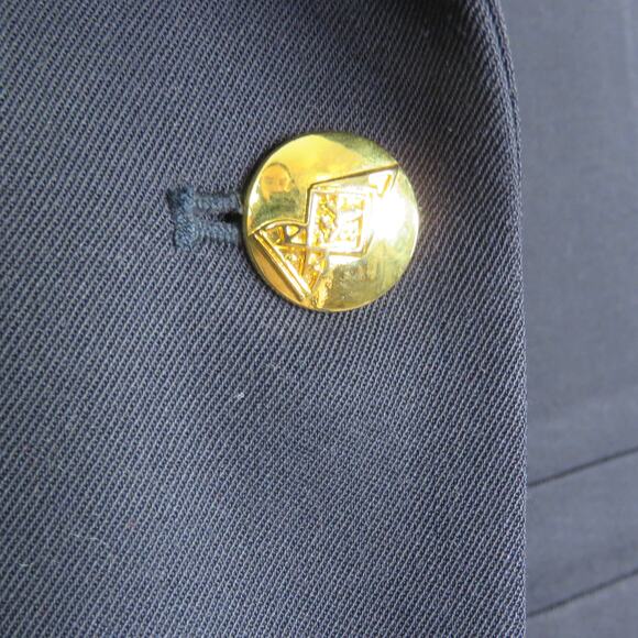 Austin Reed 90s Vintage Navy Blue Formal Blazer Jacket Gold Buttons Medium - Picture 6 of 7